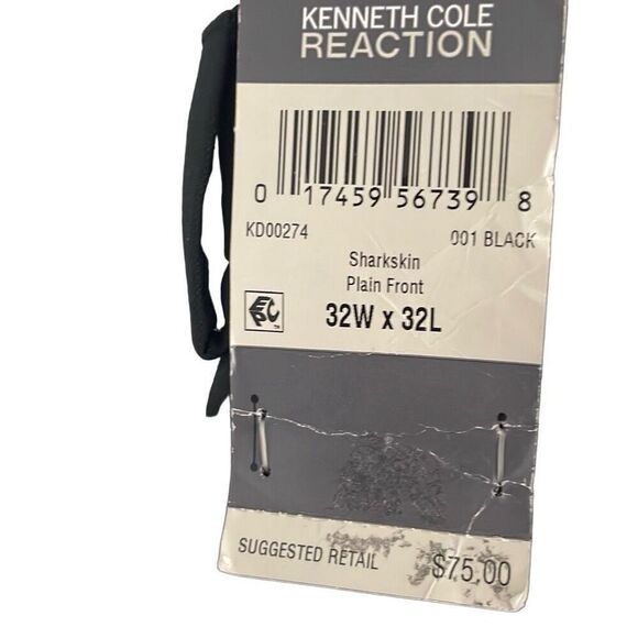 NWT Kenneth Cole Reaction Black “Sharkfin” Style Plain Front Slim Fit Pants/Slac - Picture 13 of 13